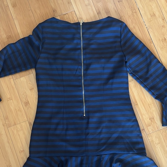 Sail to Sable Blue and Black Striped Long Sleeve Dress - Picture 3 of 5